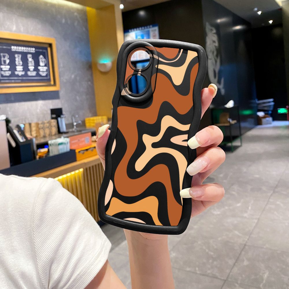 For OPPO Reno 5 6 Lite 7 8 Reno 7Z 8 Z 5F F19 F21 Pro Liquid Stripe Wave Frame Phone Case Anti Drop Cover
