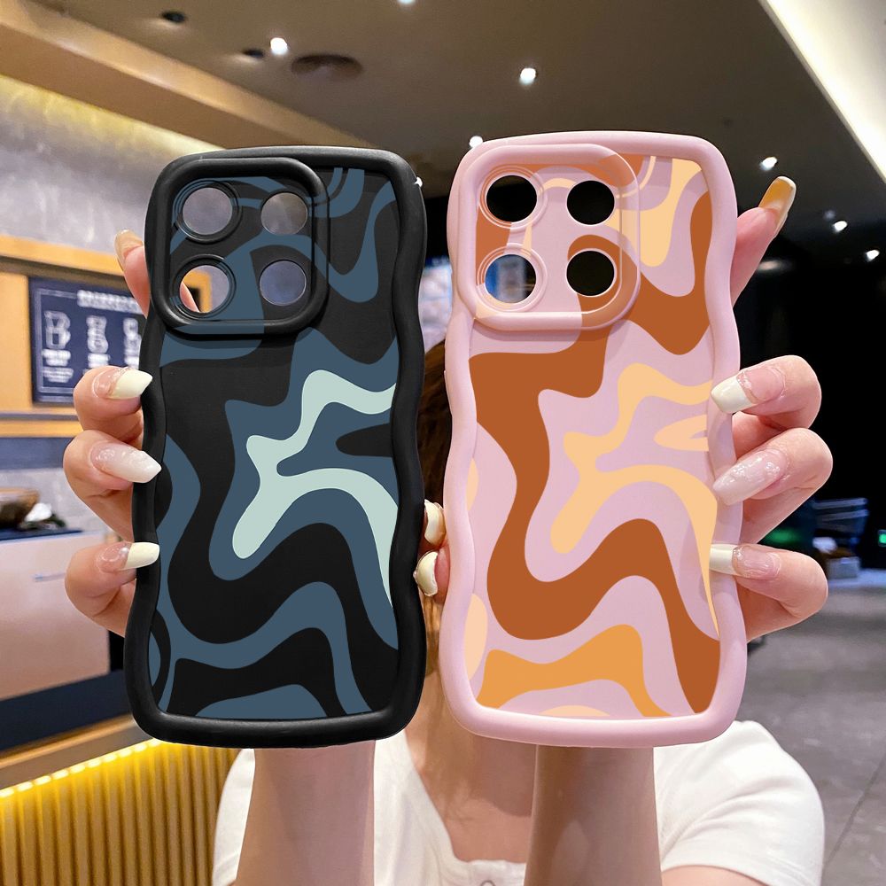 For Xiaomi Redmi Note 13 Pro 5G 12S 12 Turbo 11S 13C 12C Liquid Stripe Wave Frame Phone Case Anti Drop Cover