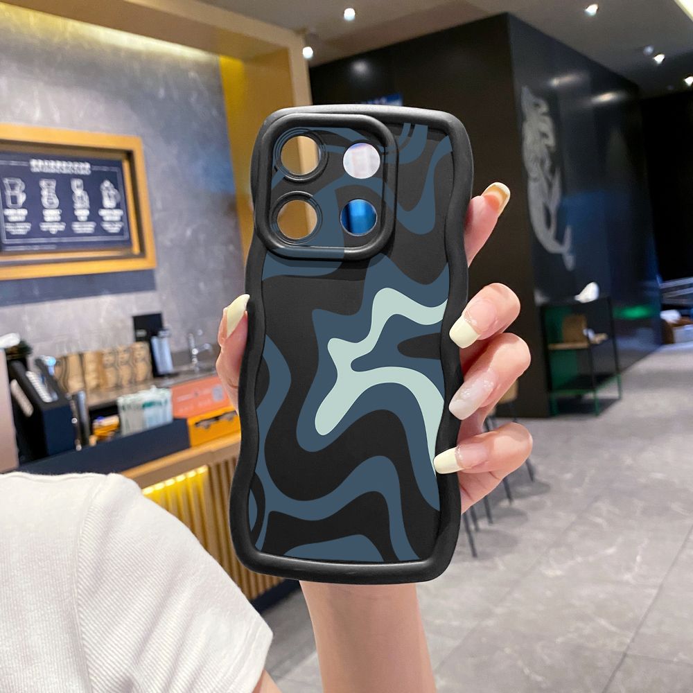 For Xiaomi Redmi Note 13 Pro 5G 12S 12 Turbo 11S 13C 12C Liquid Stripe Wave Frame Phone Case Anti Drop Cover