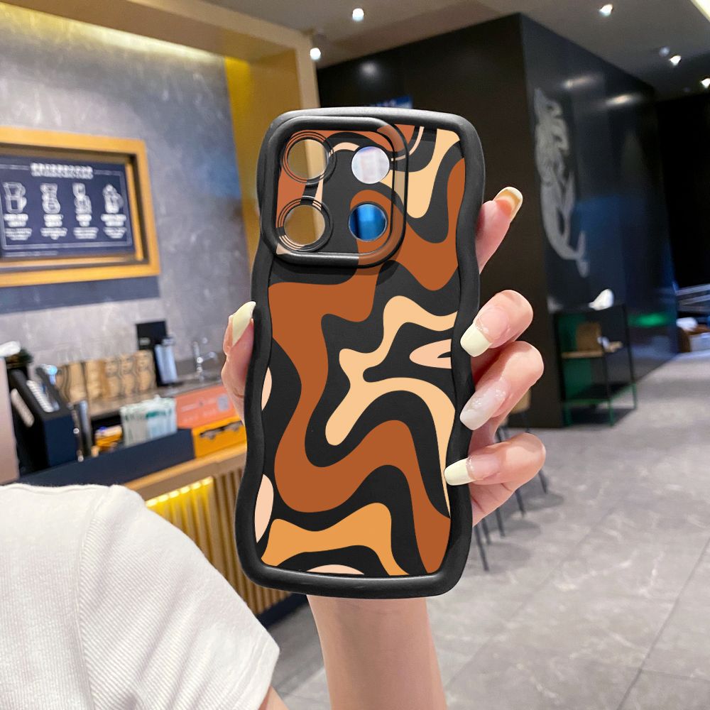 For Xiaomi Redmi Note 13 Pro 5G 12S 12 Turbo 11S 13C 12C Liquid Stripe Wave Frame Phone Case Anti Drop Cover