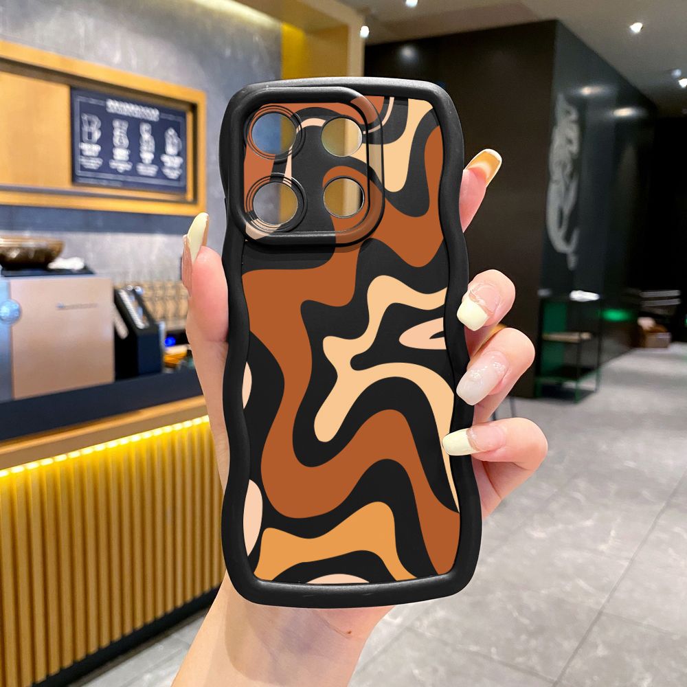 For Xiaomi Redmi Note 13 Pro 5G 12S 12 Turbo 11S 13C 12C Liquid Stripe Wave Frame Phone Case Anti Drop Cover