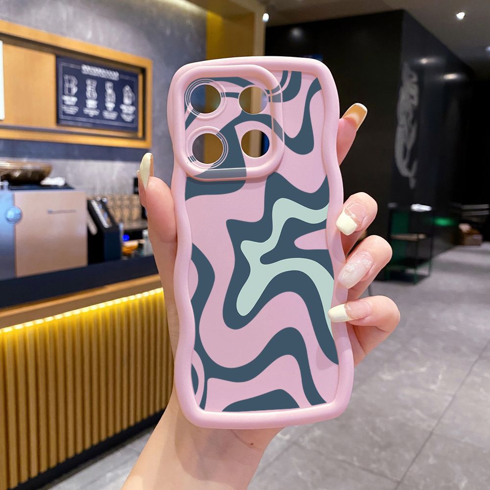 For Xiaomi Redmi Note 13 Pro 5G 12S 12 Turbo 11S 13C 12C Liquid Stripe Wave Frame Phone Case Anti Drop Cover