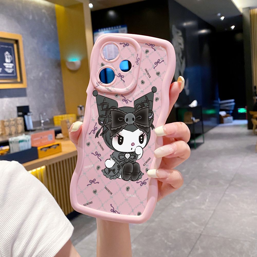 For Infinix Hot 40i 40 Pro Note 30 Play Smart 8 Pro 9 10 Play Lite Plaid Kuromi Melody Wave Frame Phone Case Anti Drop Cover