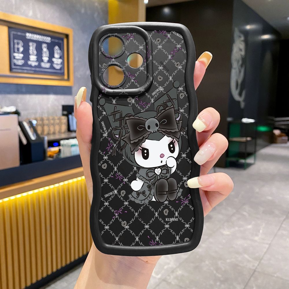 For Infinix Hot 40i 40 Pro Note 30 Play Smart 8 Pro 9 10 Play Lite Plaid Kuromi Melody Wave Frame Phone Case Anti Drop Cover