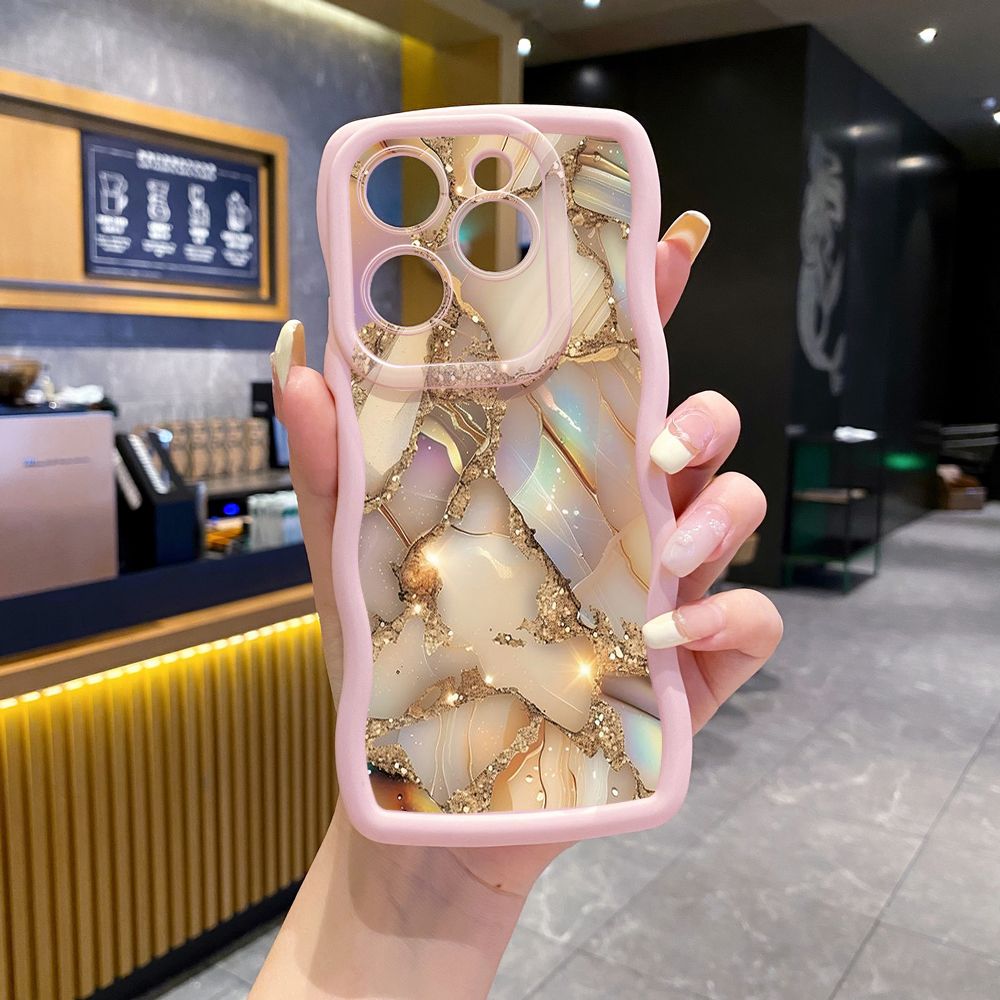 For Tecno Camon 19 Pro NEO 20 30 POP 6 GO 7 Spark GO 2023 8C 9 10 Pro 20C Shine Golden Marble Wave Frame Phone Case Anti Drop Cover