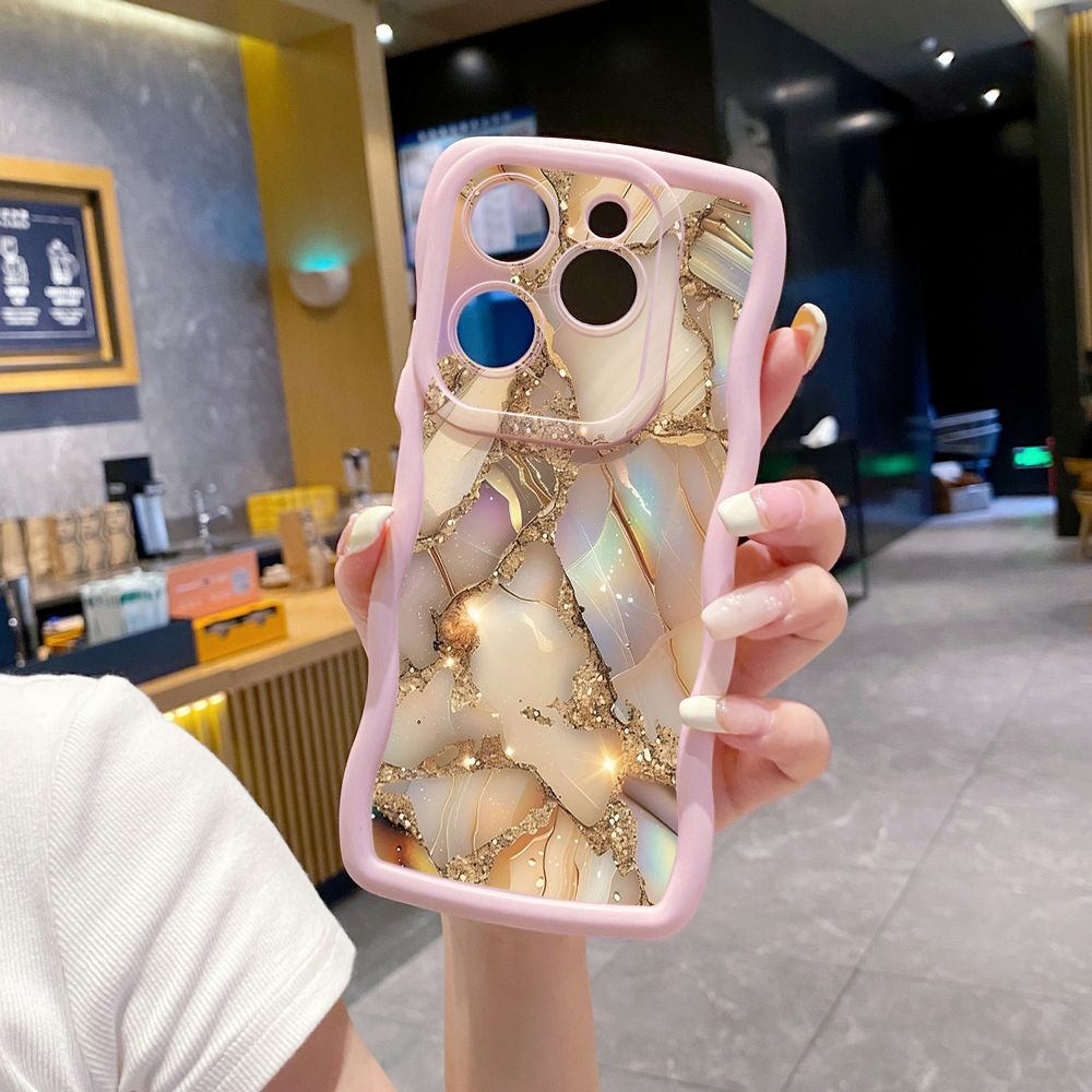 For Tecno Camon 19 Pro NEO 20 30 POP 6 GO 7 Spark GO 2023 8C 9 10 Pro 20C Shine Golden Marble Wave Frame Phone Case Anti Drop Cover