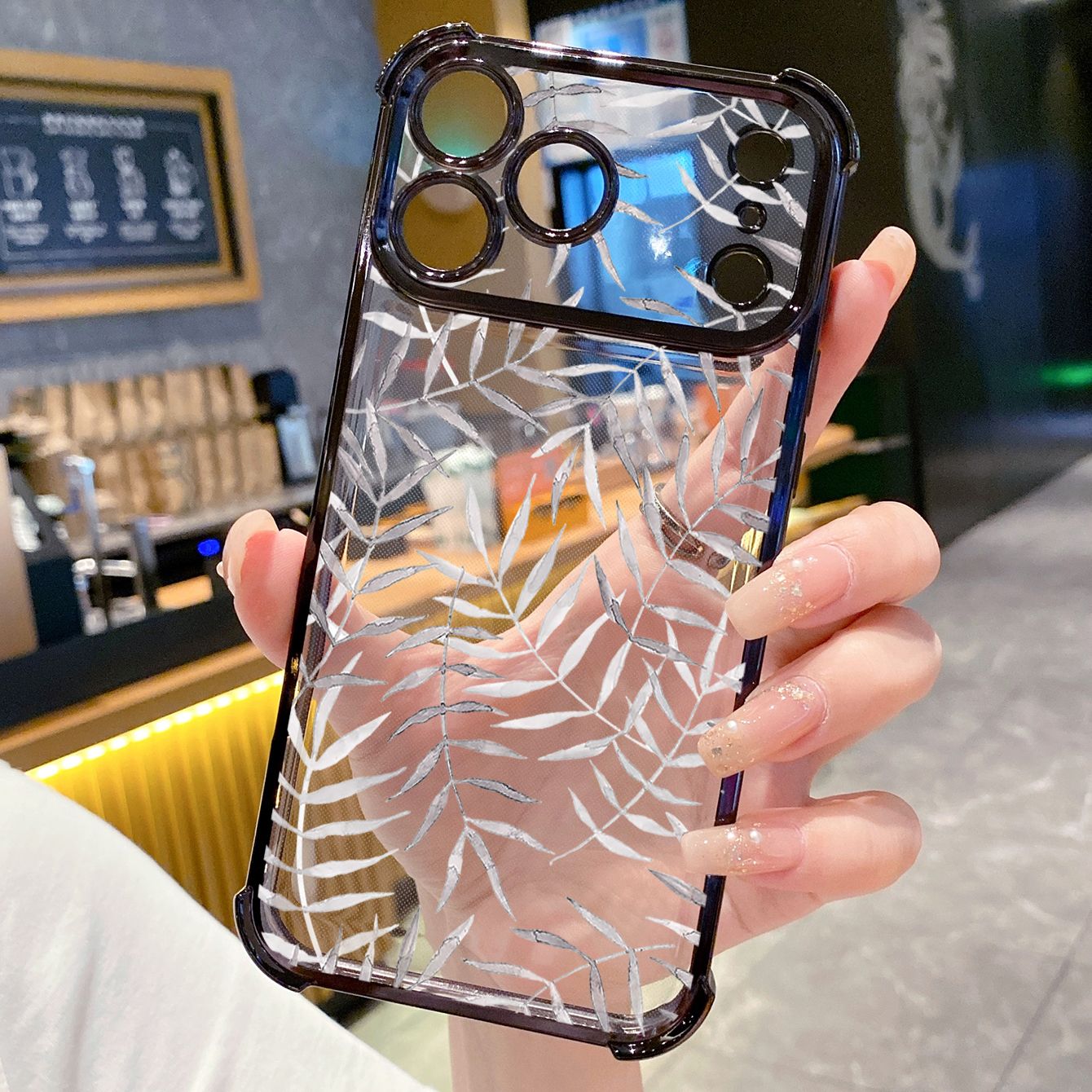 for iPhone 17 Pro Max 16 15 14 Plus Plating Phone Case Shockproof Cover Beauty Leaves