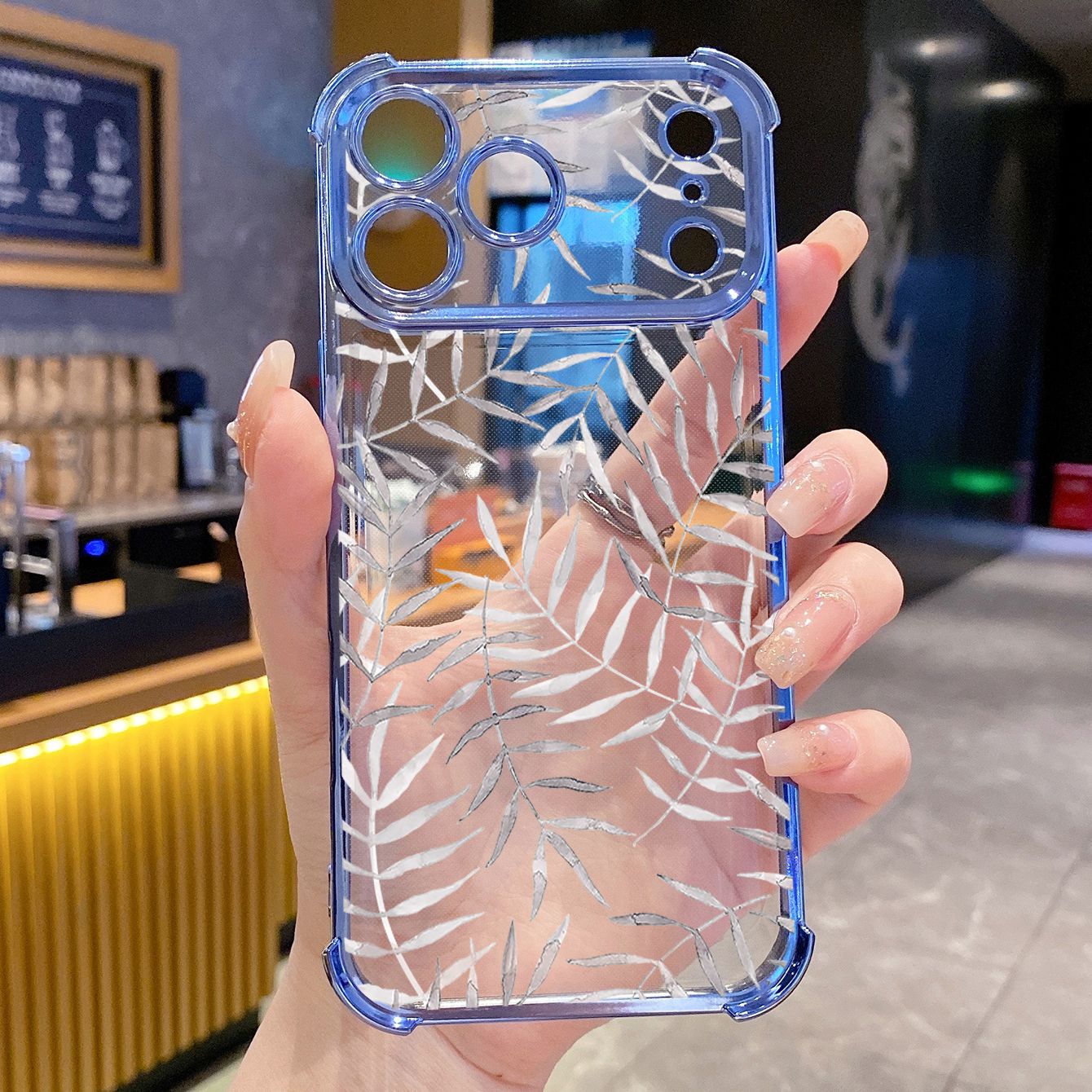for iPhone 17 Pro Max 16 15 14 Plus Plating Phone Case Shockproof Cover Beauty Leaves
