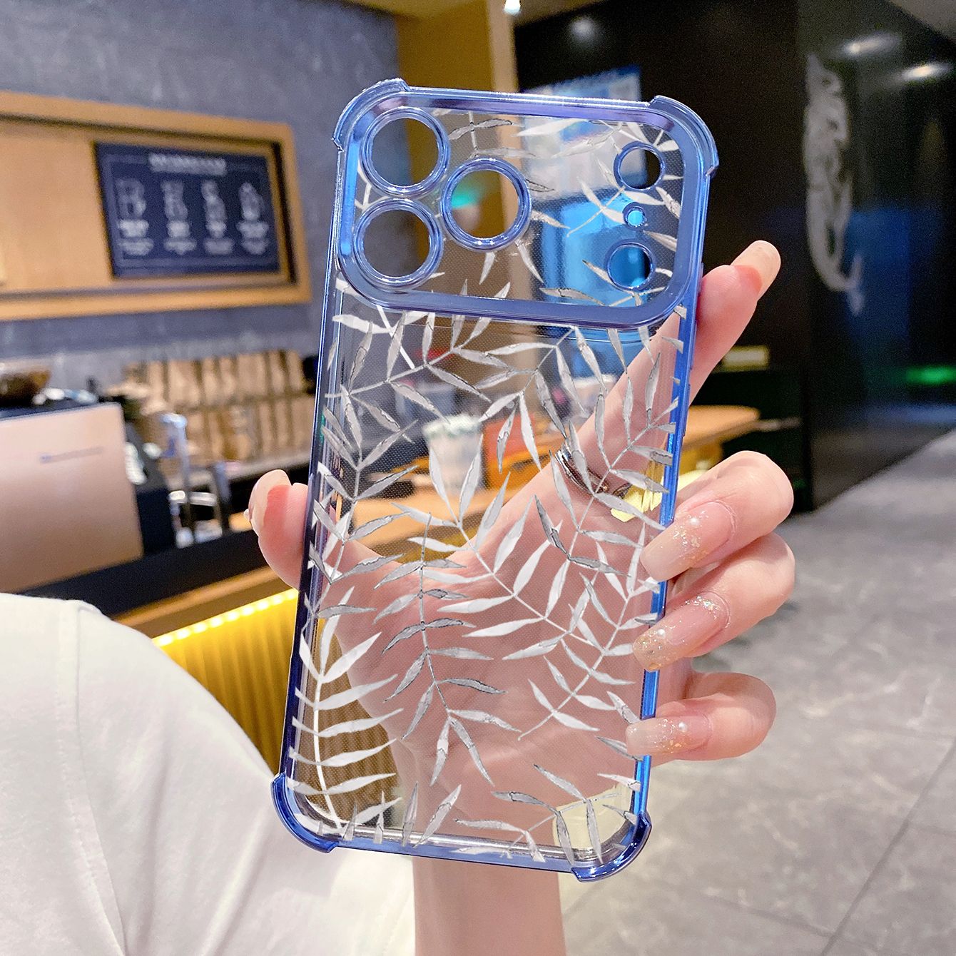 for iPhone 17 Pro Max 16 15 14 Plus Plating Phone Case Shockproof Cover Beauty Leaves
