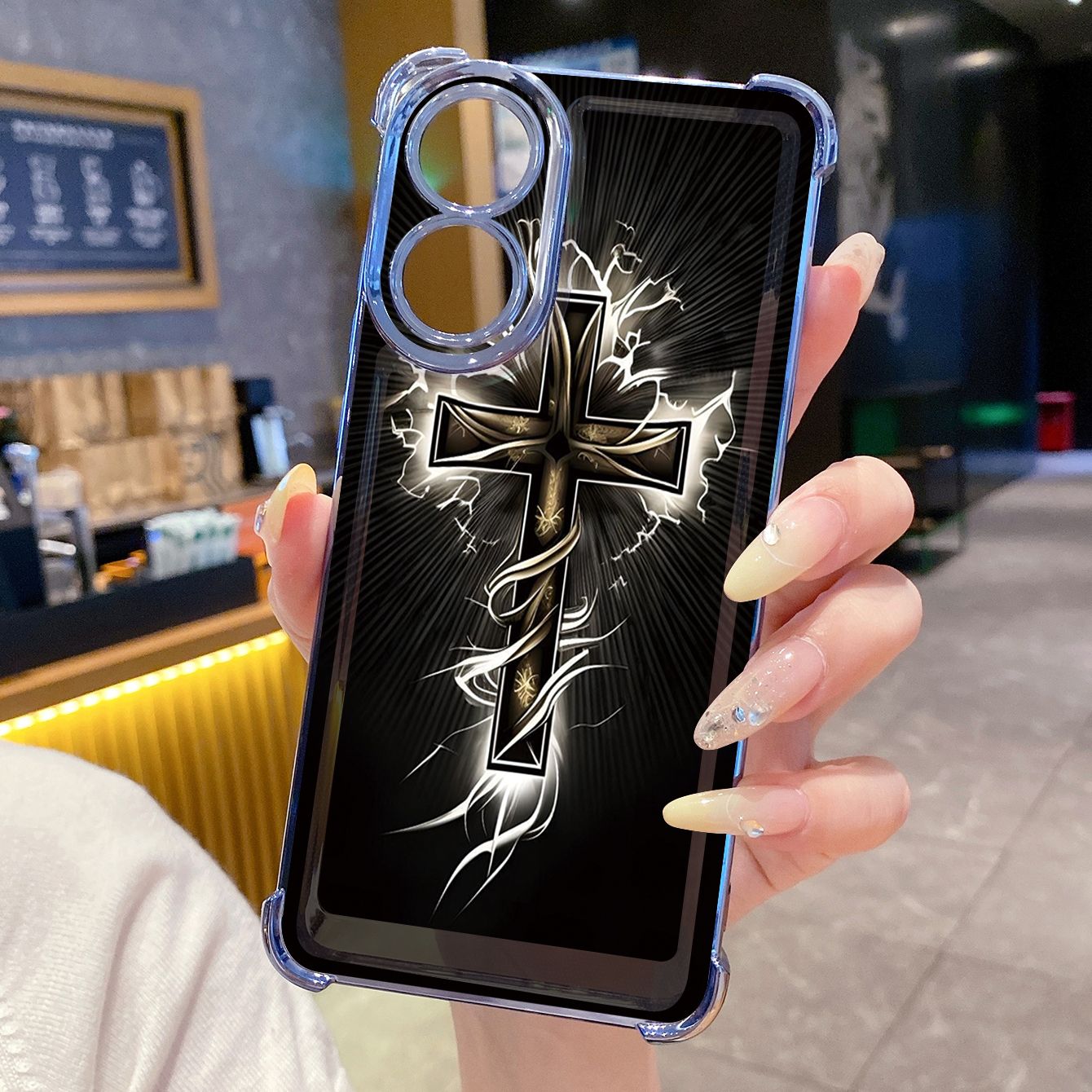 for OPPO A38 A5 Pro Realme C63 C51 C75 VIVO Plating Phone Case Shockproof Cover Cross Flower