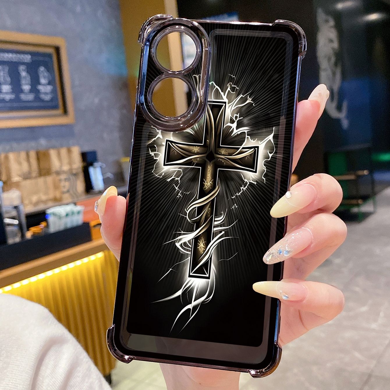 for OPPO A38 A5 Pro Realme C63 C51 C75 VIVO Plating Phone Case Shockproof Cover Cross Flower