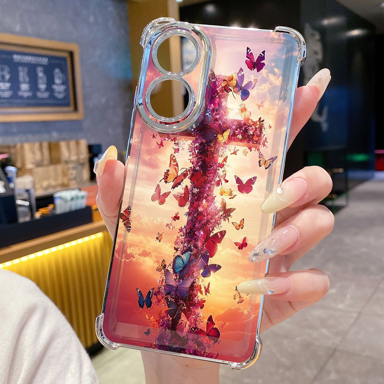 for OPPO A38 A5 Pro Realme C63 C51 C75 VIVO Plating Phone Case Shockproof Cover Cross Flower