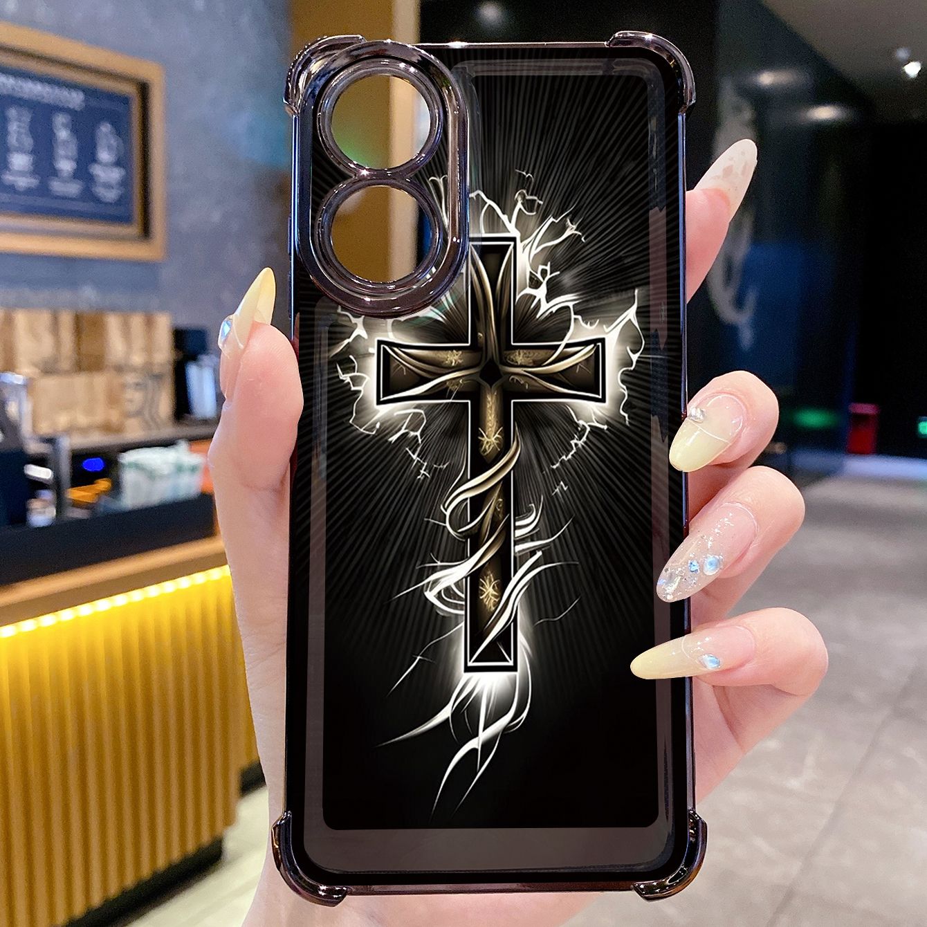 for OPPO A38 A5 Pro Realme C63 C51 C75 VIVO Plating Phone Case Shockproof Cover Cross Flower