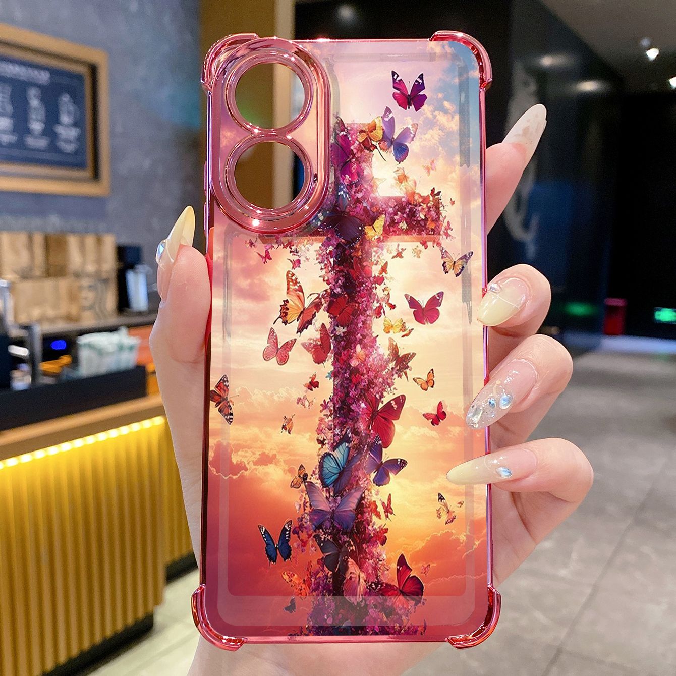 for OPPO A38 A5 Pro Realme C63 C51 C75 VIVO Plating Phone Case Shockproof Cover Cross Flower
