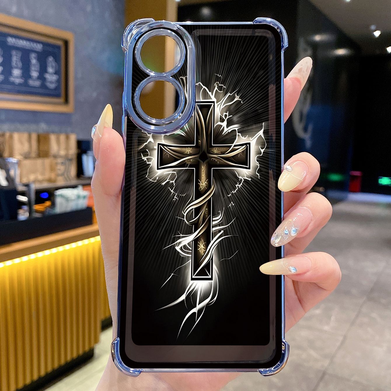 for OPPO A38 A5 Pro Realme C63 C51 C75 VIVO Plating Phone Case Shockproof Cover Cross Flower