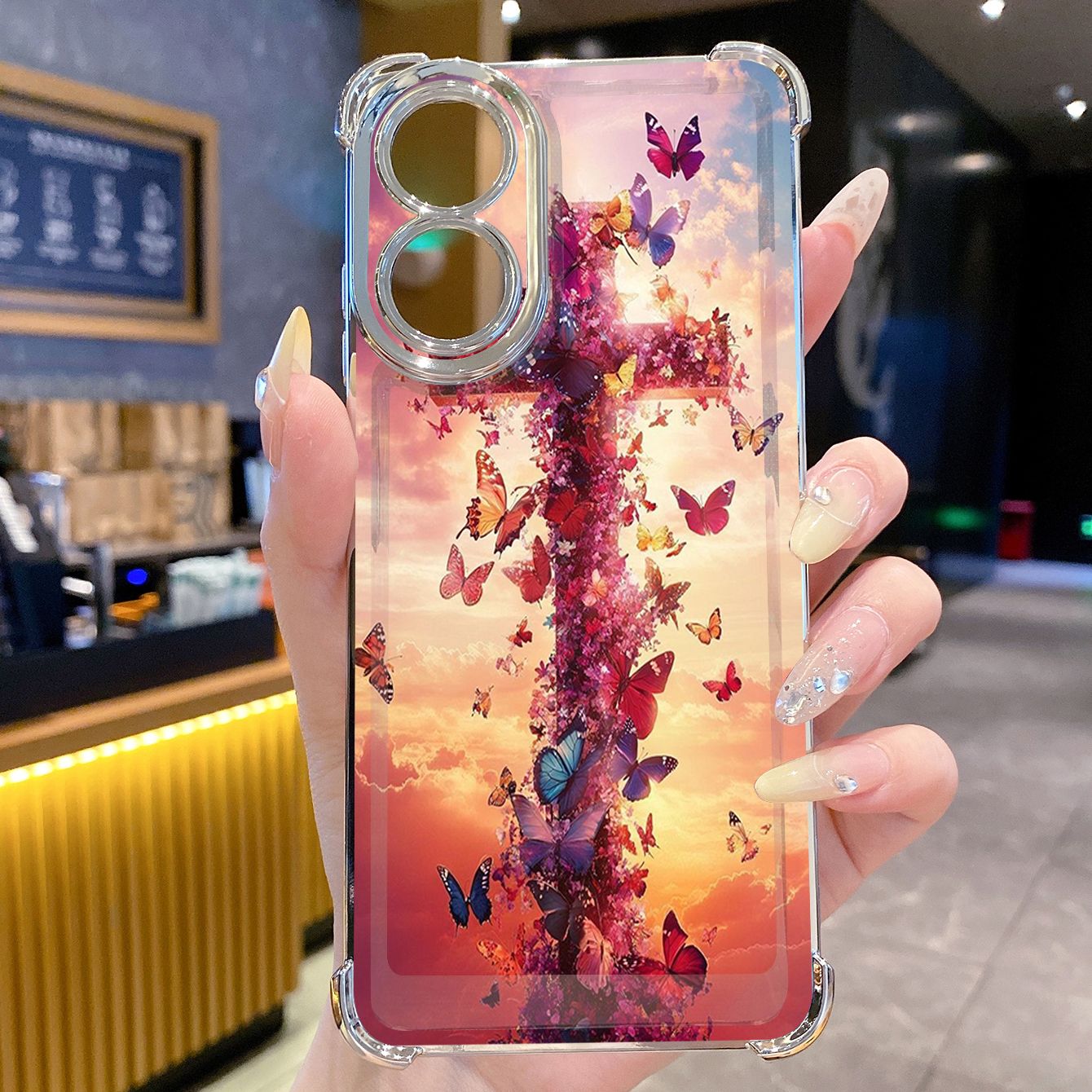 for OPPO A38 A5 Pro Realme C63 C51 C75 VIVO Plating Phone Case Shockproof Cover Cross Flower