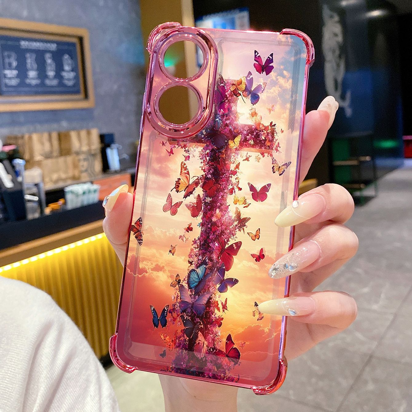 for OPPO A38 A5 Pro Realme C63 C51 C75 VIVO Plating Phone Case Shockproof Cover Cross Flower