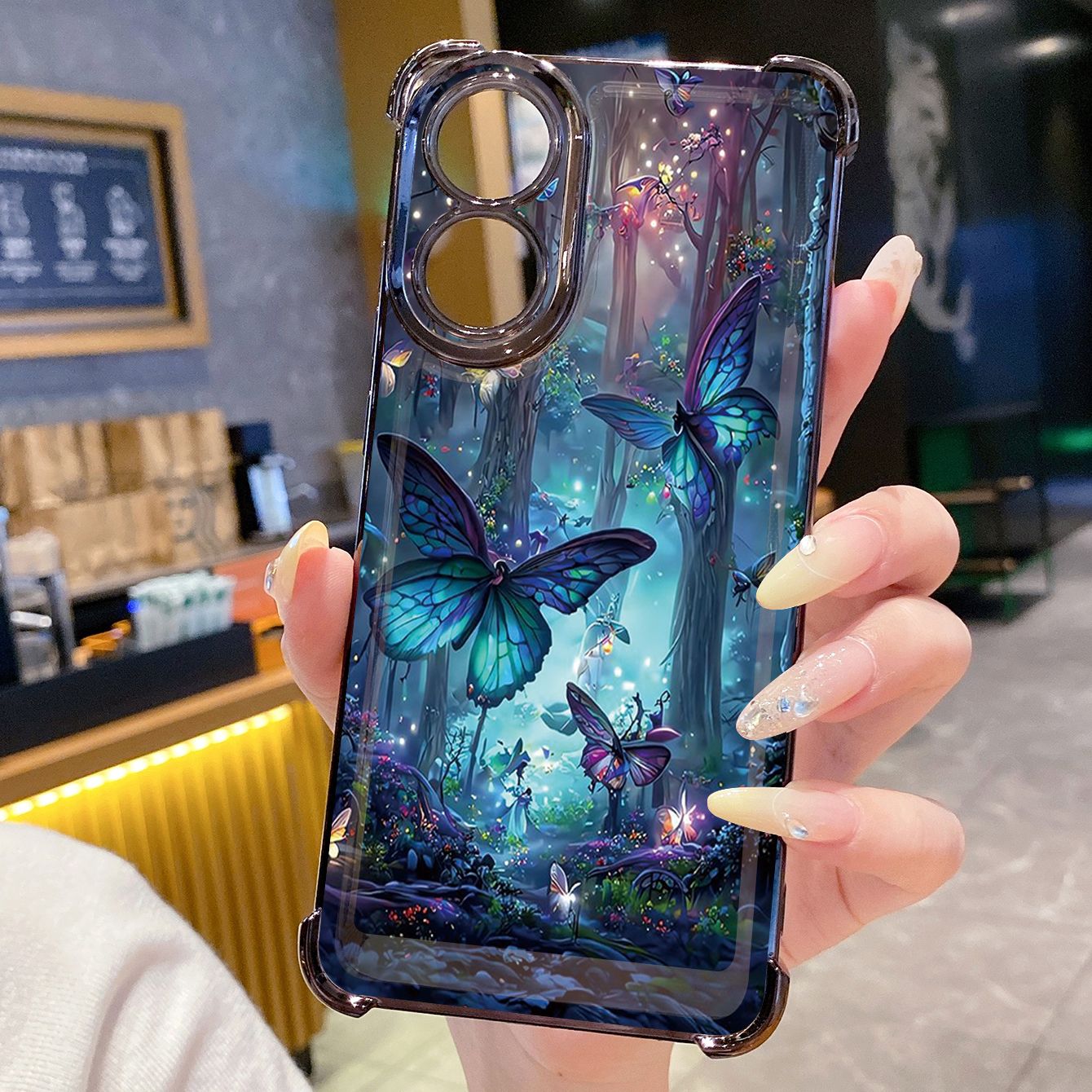 for OPPO A38 A5 Pro Realme C63 C51 C75 VIVO Plating Phone Case Shockproof Cover Butterfly Flower