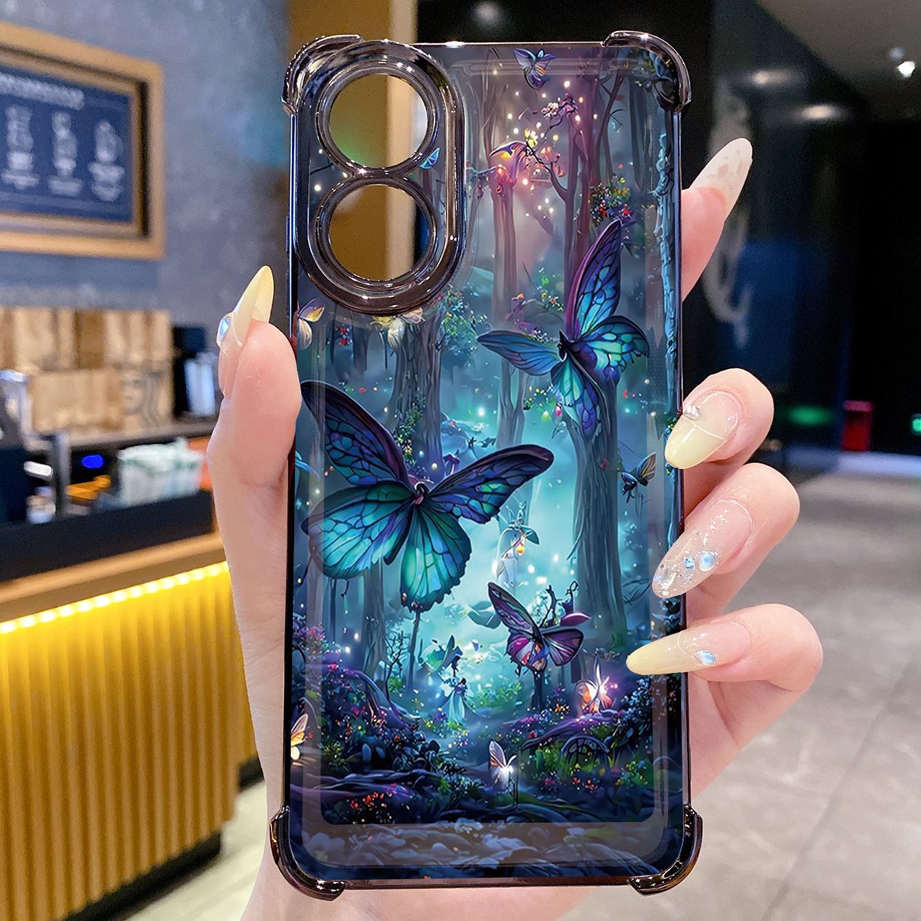 for OPPO A38 A5 Pro Realme C63 C51 C75 VIVO Plating Phone Case Shockproof Cover Butterfly Flower