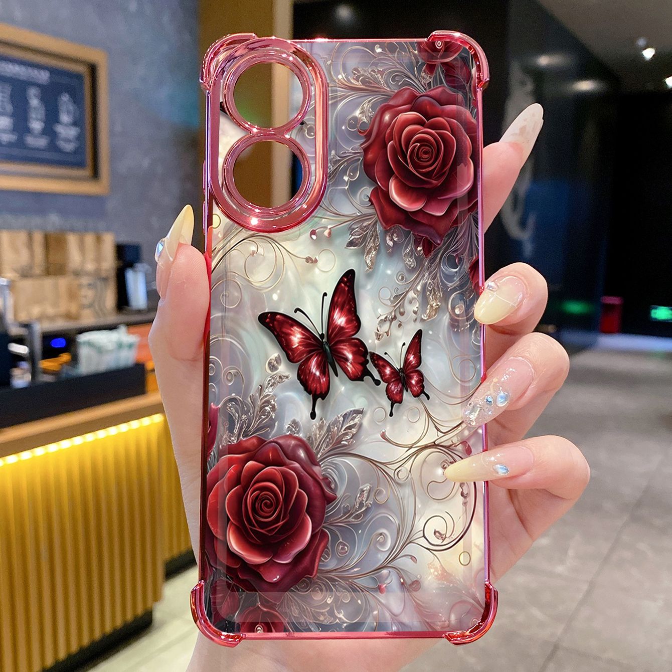 for OPPO A38 A5 Pro Realme C63 C51 C75 VIVO Plating Phone Case Shockproof Cover Flower Butterfly