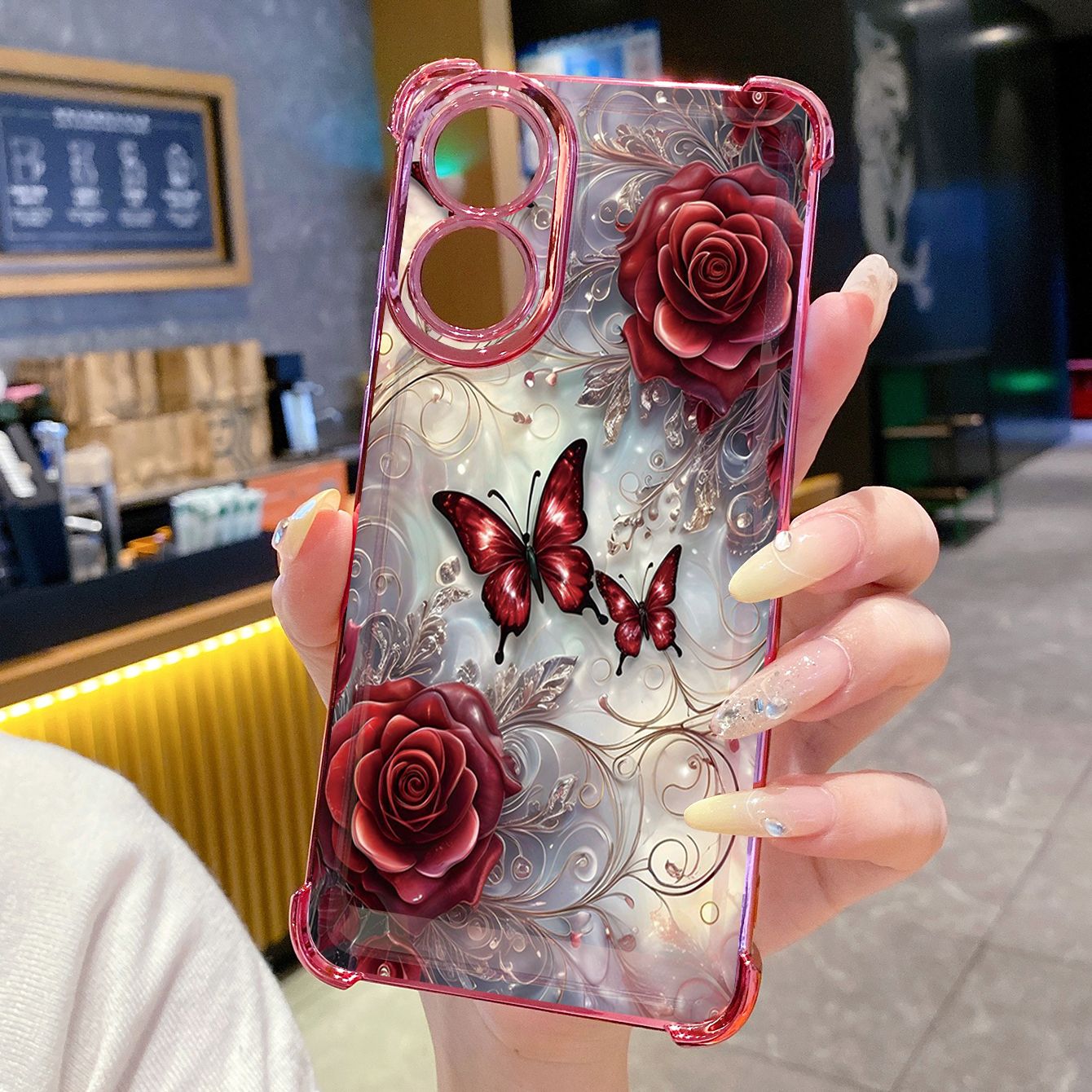for OPPO A38 A5 Pro Realme C63 C51 C75 VIVO Plating Phone Case Shockproof Cover Flower Butterfly