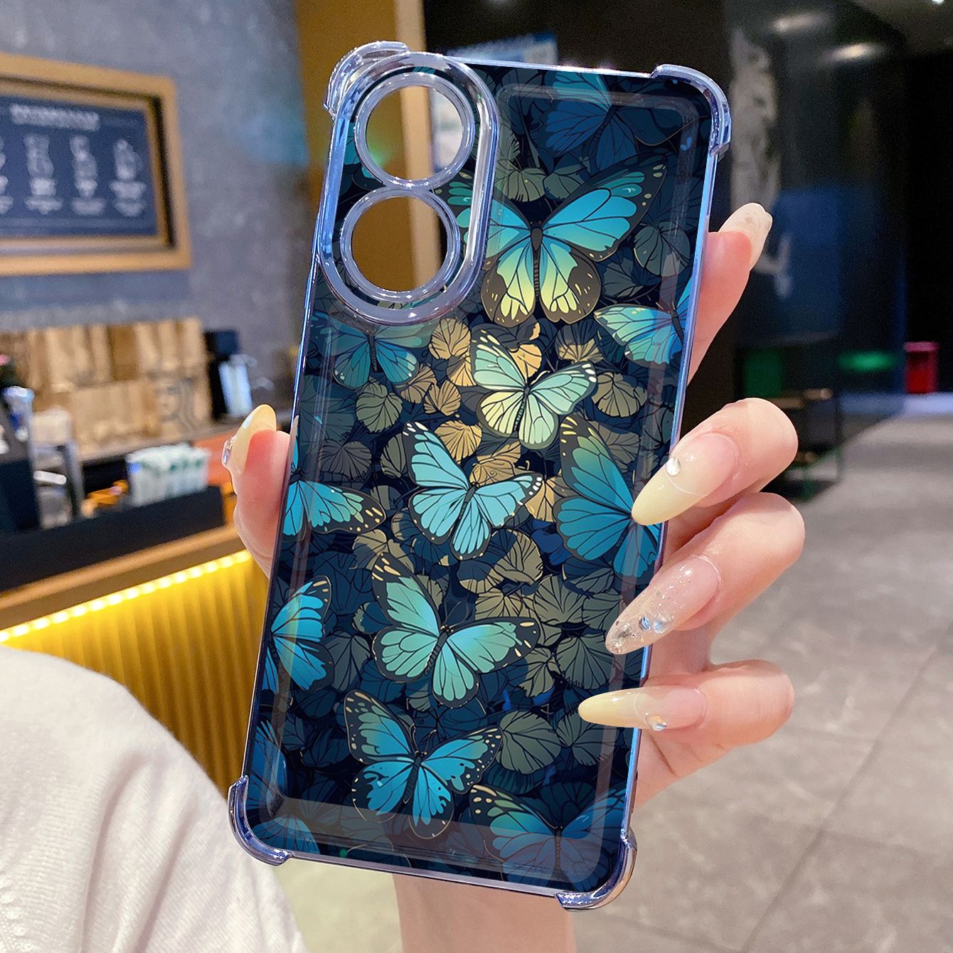 for OPPO A38 A5 Pro Realme C63 C51 C75 VIVO Plating Phone Case Shockproof Cover Flower Butterfly