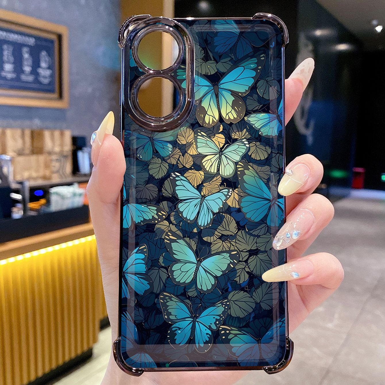 for OPPO A38 A5 Pro Realme C63 C51 C75 VIVO Plating Phone Case Shockproof Cover Flower Butterfly