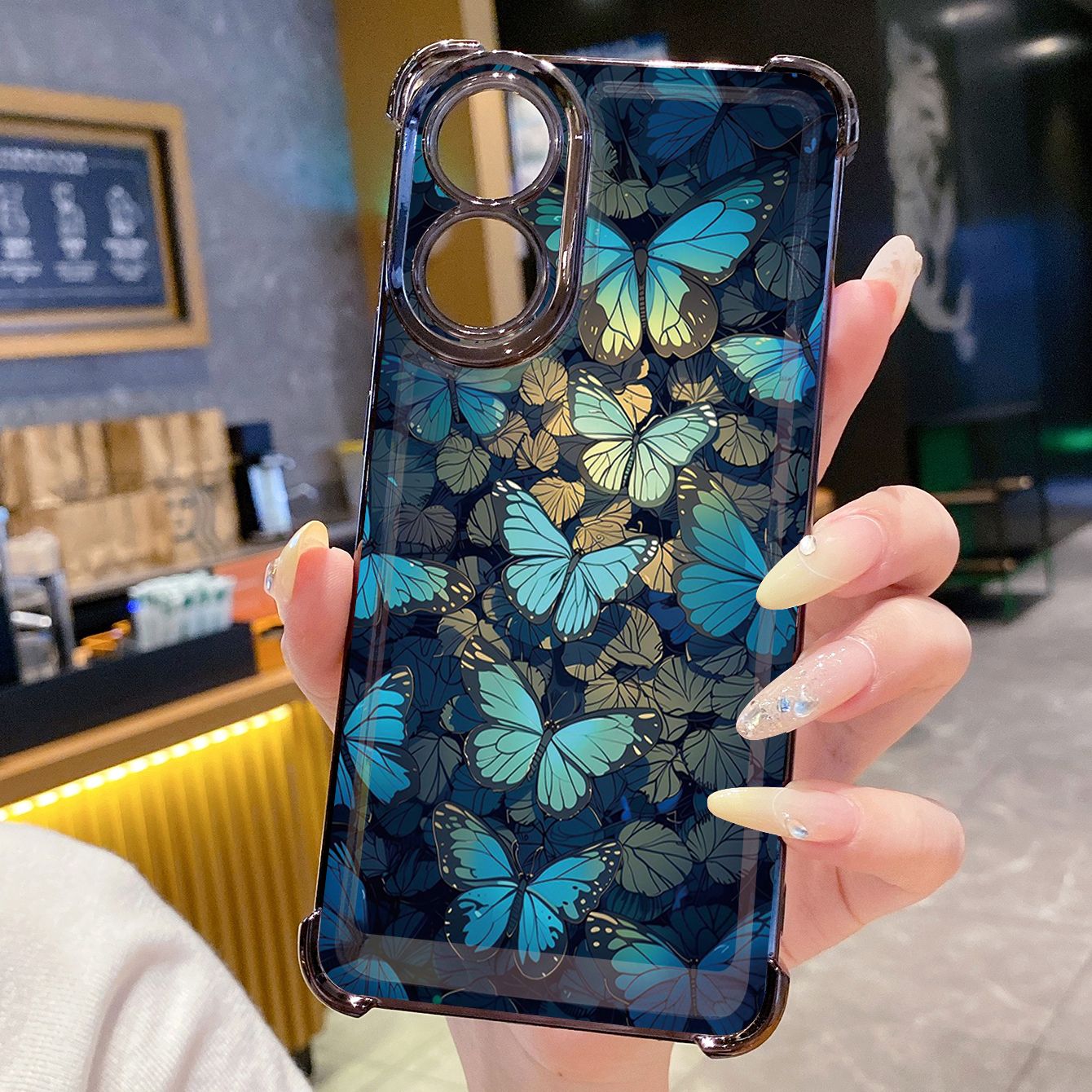 for OPPO A38 A5 Pro Realme C63 C51 C75 VIVO Plating Phone Case Shockproof Cover Flower Butterfly