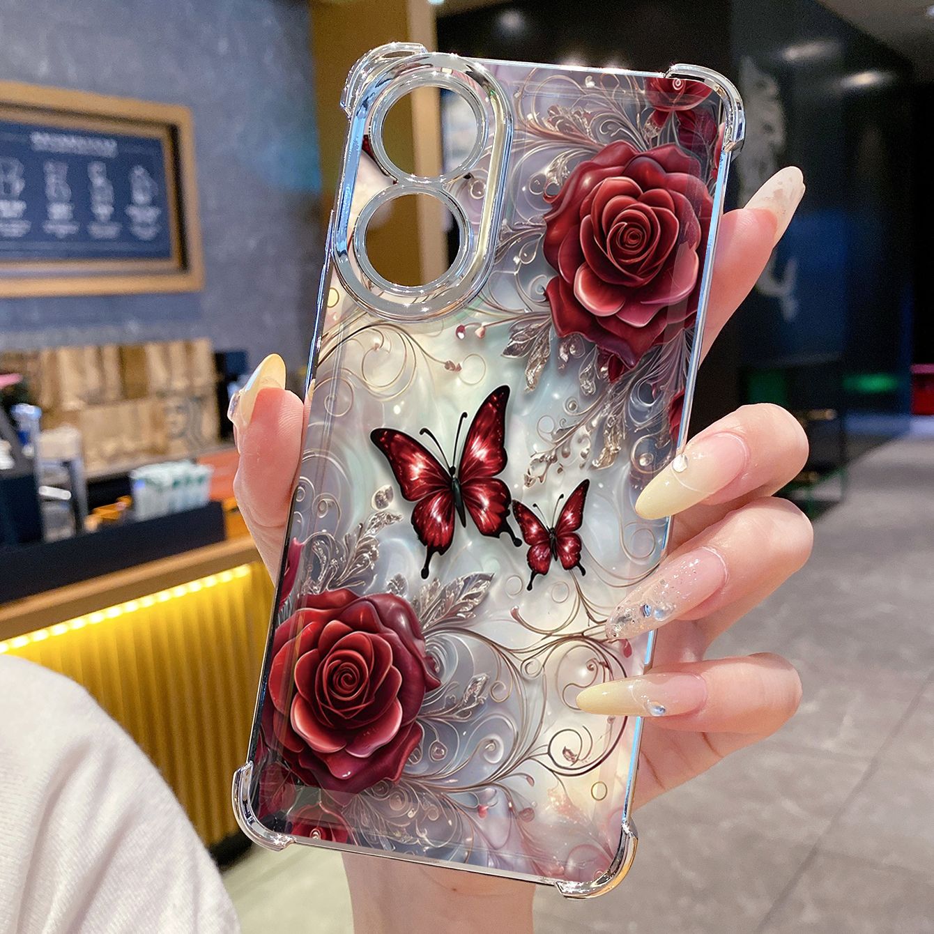 for OPPO A38 A5 Pro Realme C63 C51 C75 VIVO Plating Phone Case Shockproof Cover Flower Butterfly