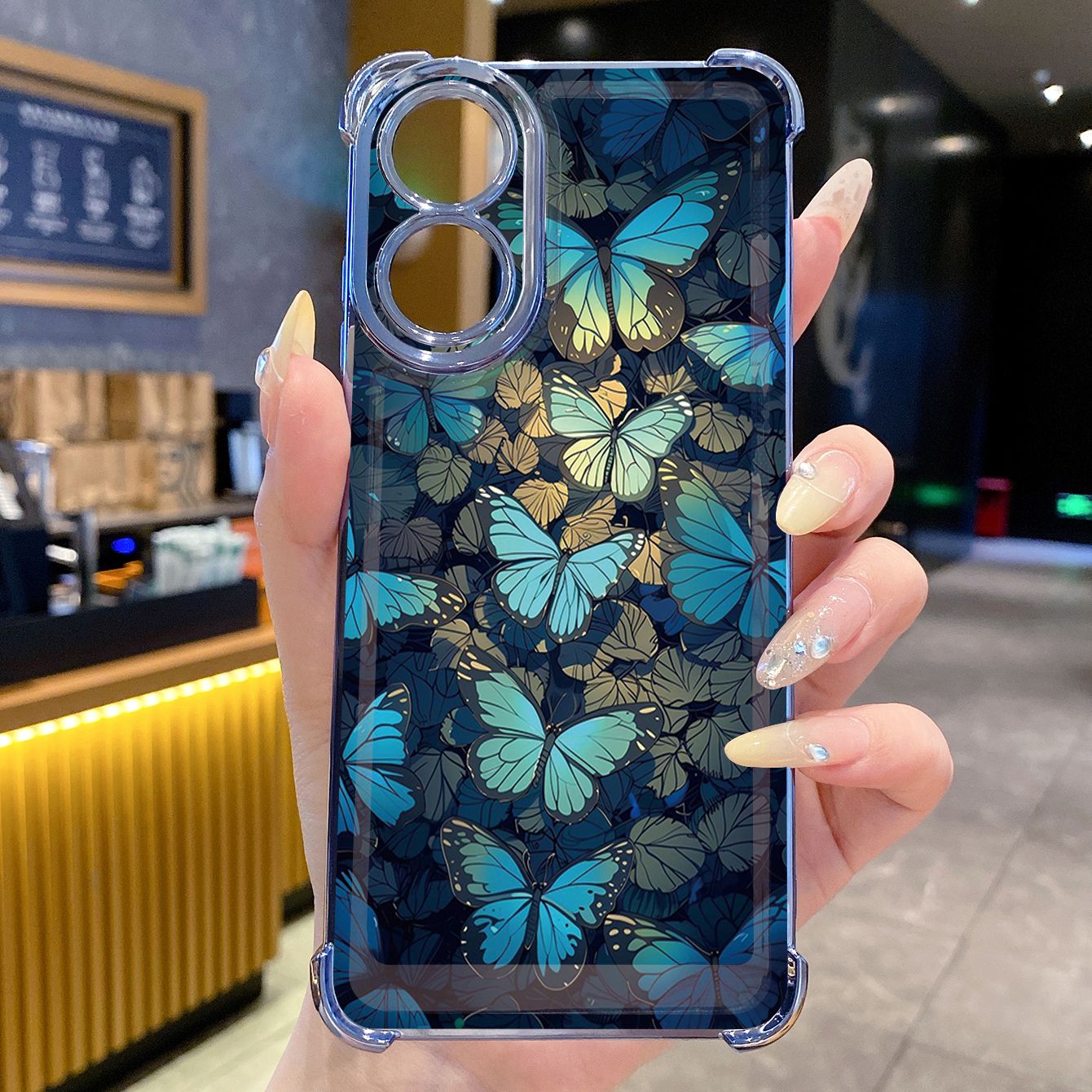 for OPPO A38 A5 Pro Realme C63 C51 C75 VIVO Plating Phone Case Shockproof Cover Flower Butterfly