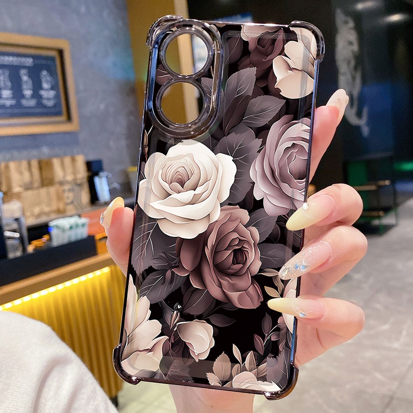 for OPPO A38 A5 Pro Realme C63 C51 C75 VIVO Plating Phone Case Shockproof Cover Retro Flower