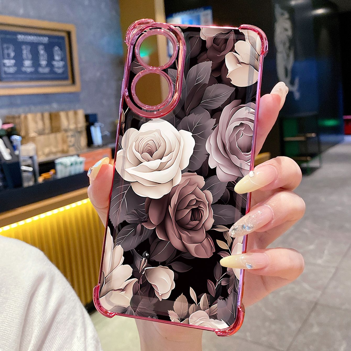 for OPPO A38 A5 Pro Realme C63 C51 C75 VIVO Plating Phone Case Shockproof Cover Retro Flower