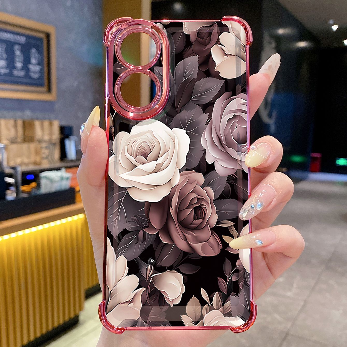 for OPPO A38 A5 Pro Realme C63 C51 C75 VIVO Plating Phone Case Shockproof Cover Retro Flower