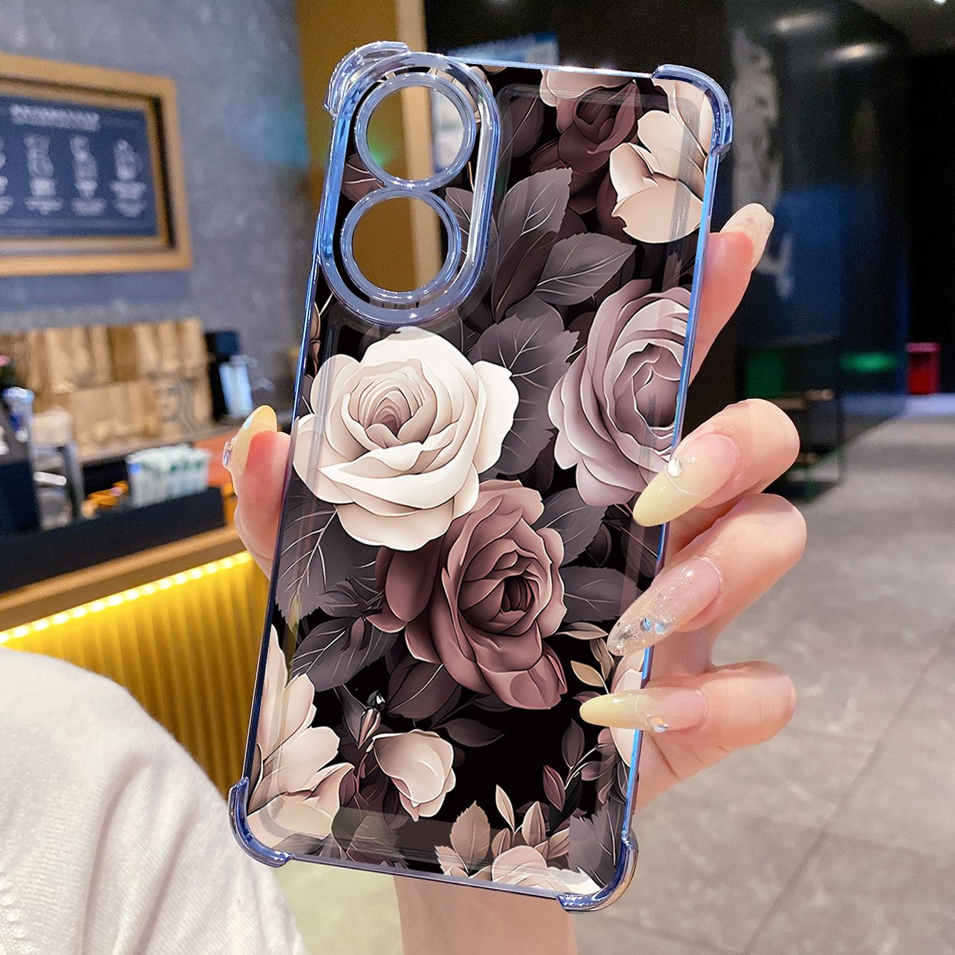 for OPPO A38 A5 Pro Realme C63 C51 C75 VIVO Plating Phone Case Shockproof Cover Retro Flower
