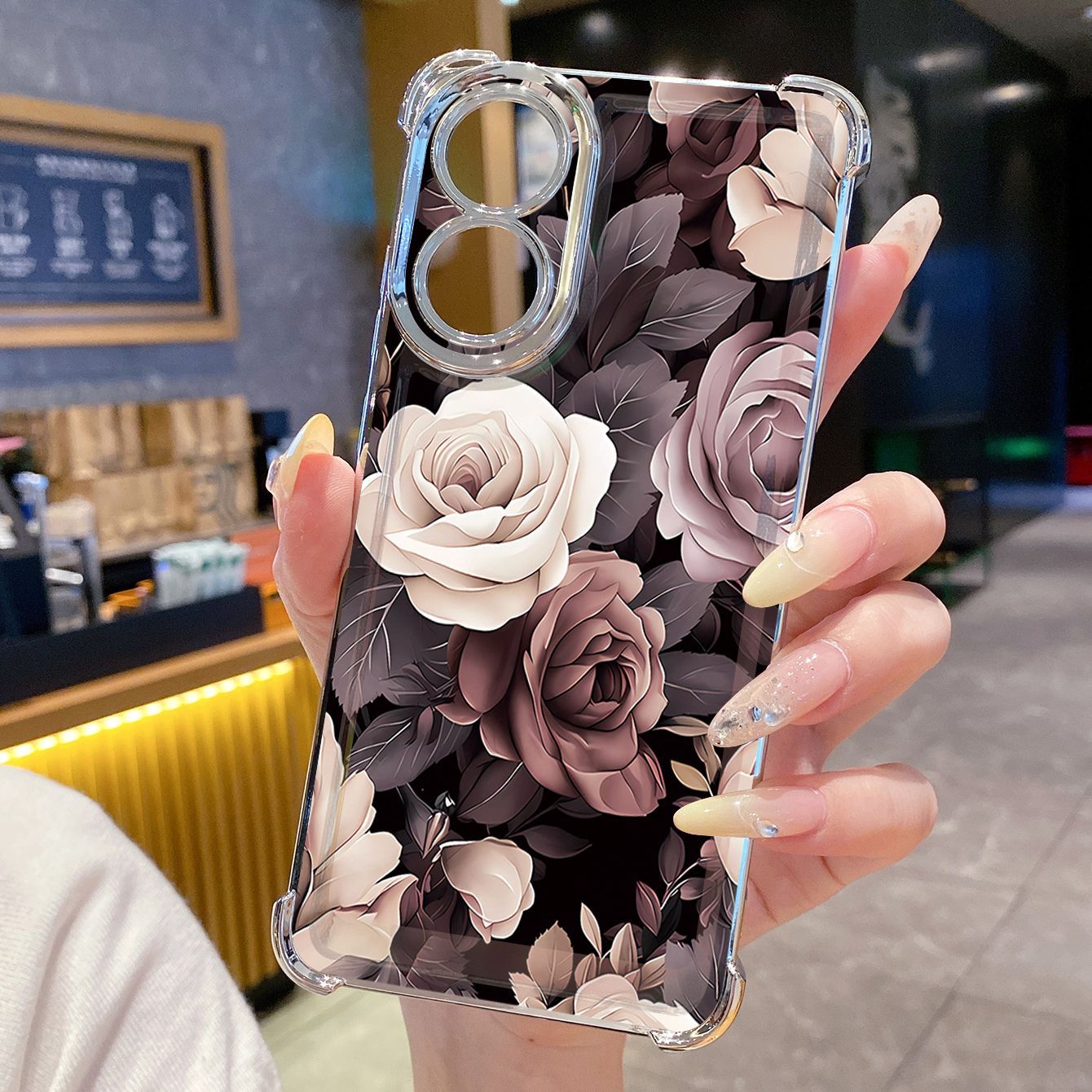 for OPPO A38 A5 Pro Realme C63 C51 C75 VIVO Plating Phone Case Shockproof Cover Retro Flower