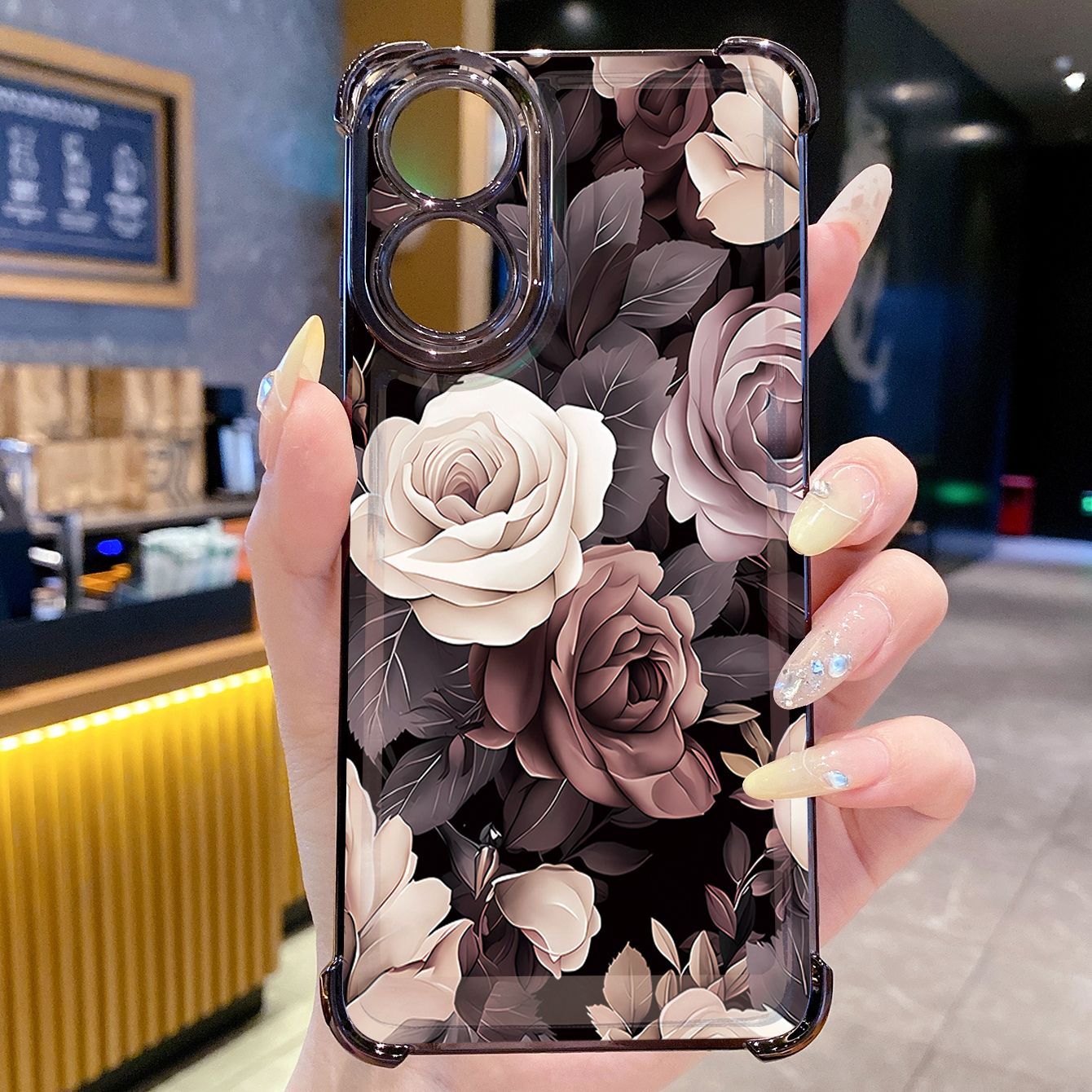 for OPPO A38 A5 Pro Realme C63 C51 C75 VIVO Plating Phone Case Shockproof Cover Retro Flower