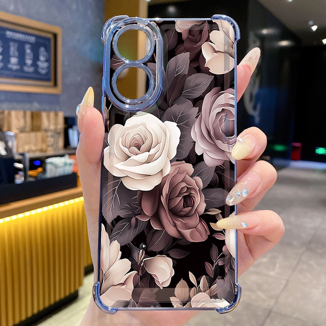 for OPPO A38 A5 Pro Realme C63 C51 C75 VIVO Plating Phone Case Shockproof Cover Retro Flower