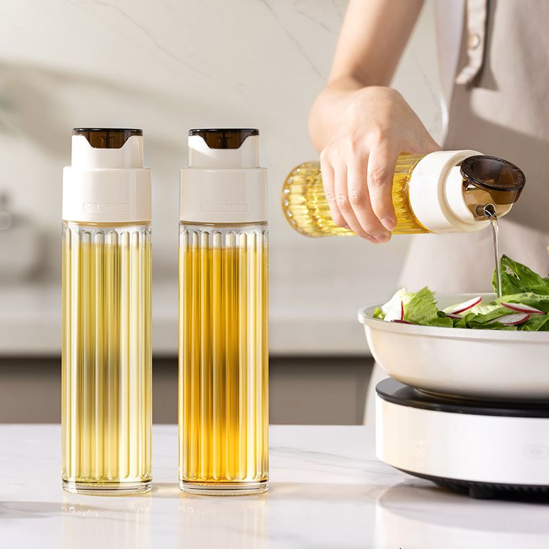 Automatic Pouring Kitchen Oil Jar Bottle 500ML - Glass, Easy to Clean, Elegant, Durable, Non-Drip Design