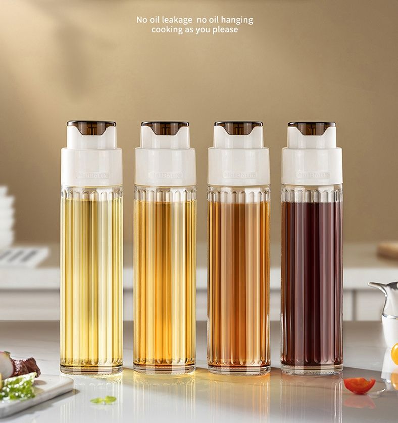 Automatic Pouring Kitchen Oil Jar Bottle 500ML - Glass, Easy to Clean, Elegant, Durable, Non-Drip Design