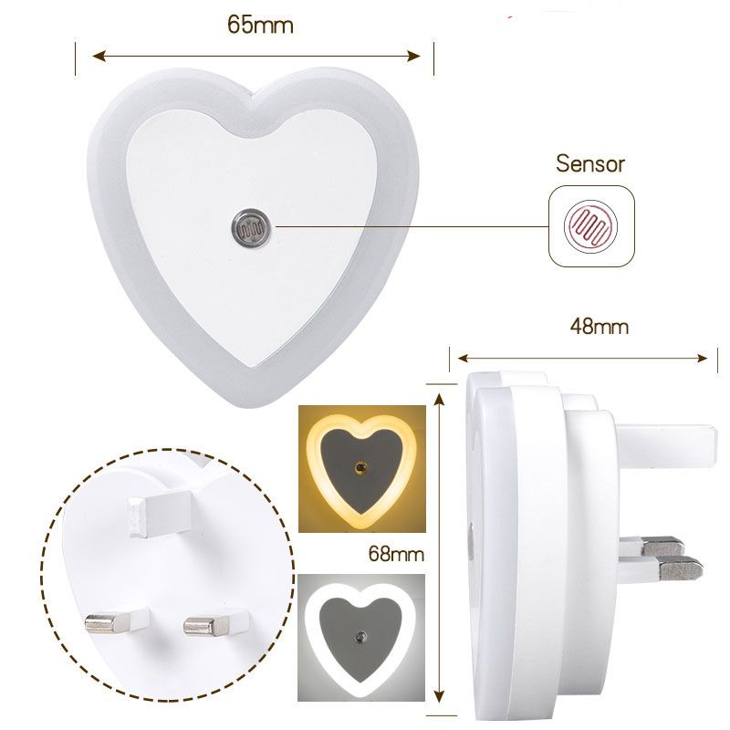 Heart-Shaped Night Light with Motion Sensor & Light-Sensitive Function - Plug-in, Ideal for Baby Care, Patient Care, Bathroom Lighting, and Sleep-Friendly Brightness