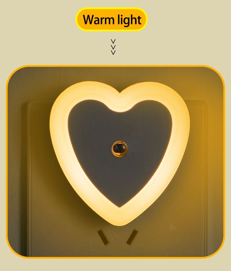 Heart-Shaped Night Light with Motion Sensor & Light-Sensitive Function - Plug-in, Ideal for Baby Care, Patient Care, Bathroom Lighting, and Sleep-Friendly Brightness