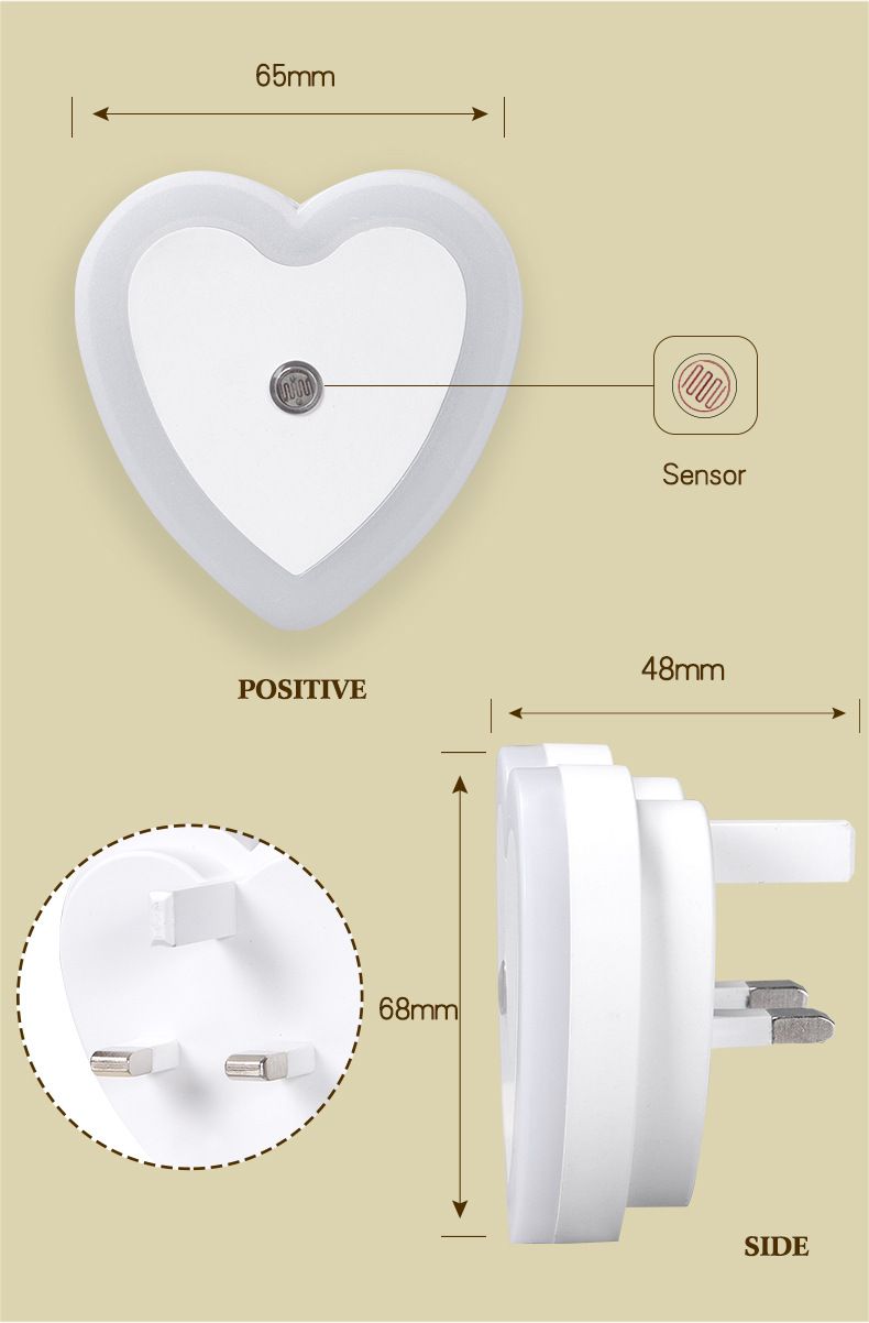 Heart-Shaped Night Light with Motion Sensor & Light-Sensitive Function - Plug-in, Ideal for Baby Care, Patient Care, Bathroom Lighting, and Sleep-Friendly Brightness