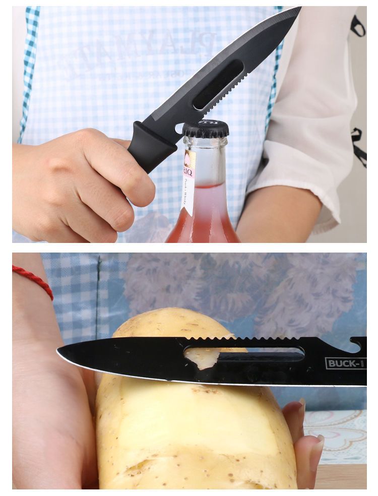 5-Piece Kitchen Knife Set Black Protective Coating, Premium Stainless Steel Versatile for Cutting Meat, Vegetables, Peeling Fruits, and More