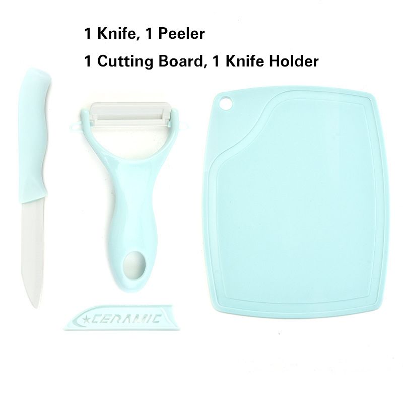 3-Piece Ceramic Kitchen Knife Set: Fruit & Veggie Knife, Peeler, and Cutting Board, Durable and Stylish Ceramic Technology