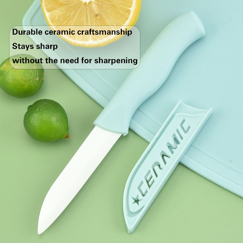 3-Piece Ceramic Kitchen Knife Set: Fruit & Veggie Knife, Peeler, and Cutting Board, Durable and Stylish Ceramic Technology