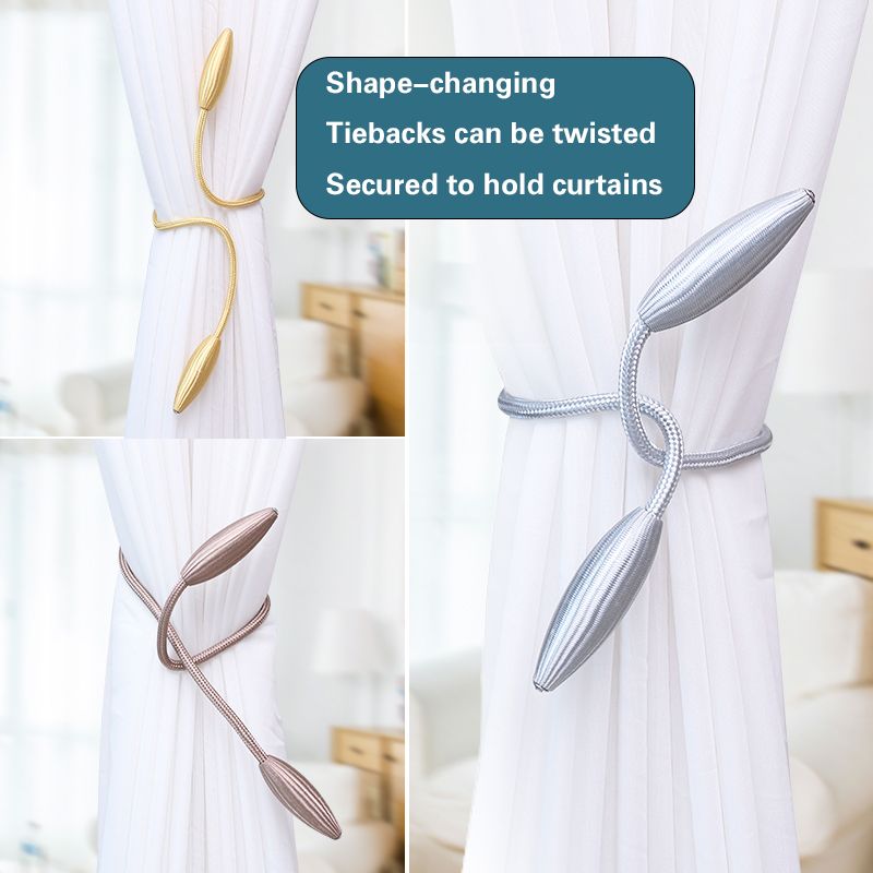 Flexible Curtain Tiebacks – No Drilling, No Hooks, Ideal for Home or Office, Elegant and Artistic Design