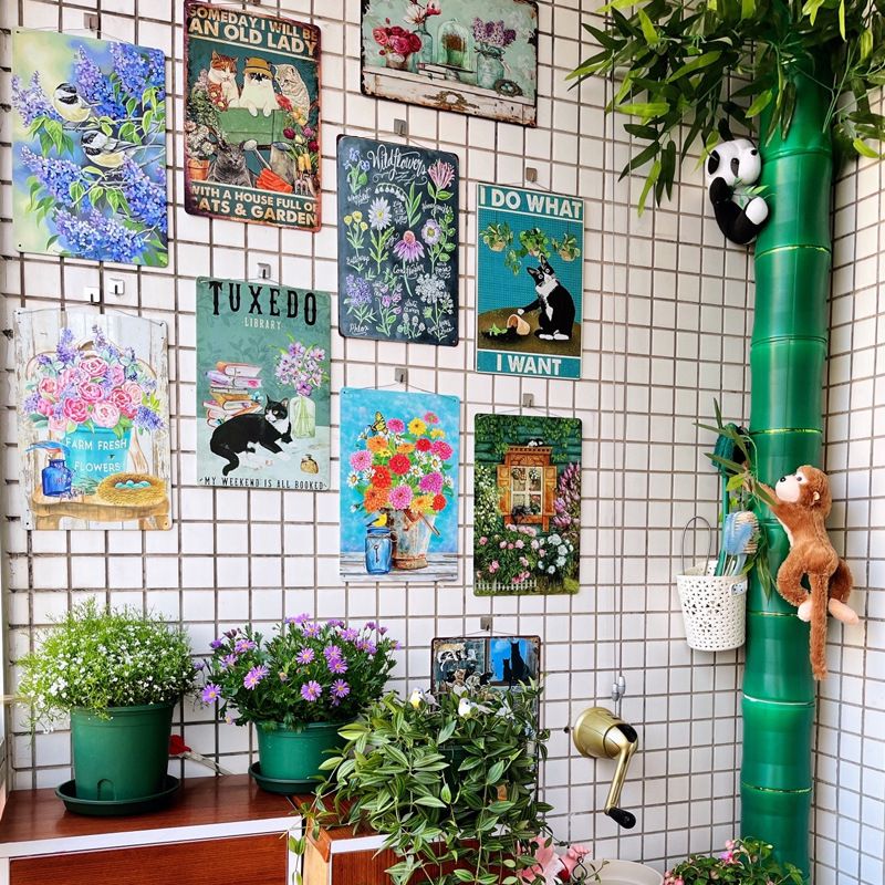 Wall Decoration Tin Art, Suitable for Courtyards and Indoor Use, 30x20cm Artistic Tin Plaque