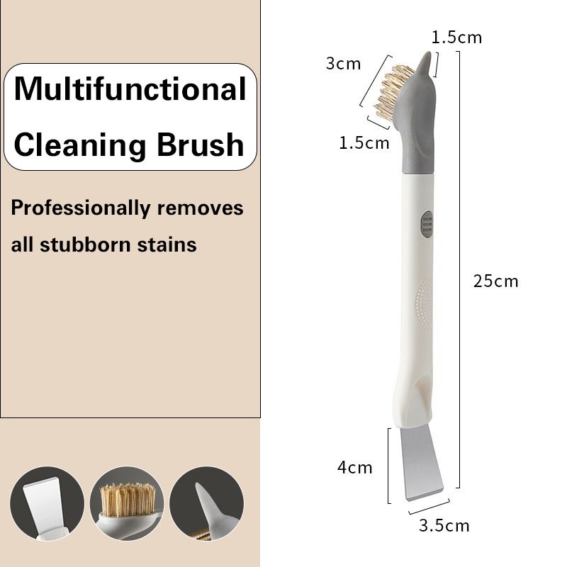 3-in-1 Kitchen Cleaning Brush: Metal Brush Head + Stainless Steel Scraper + Corner Cleaner - Essential for Kitchen Cleaning