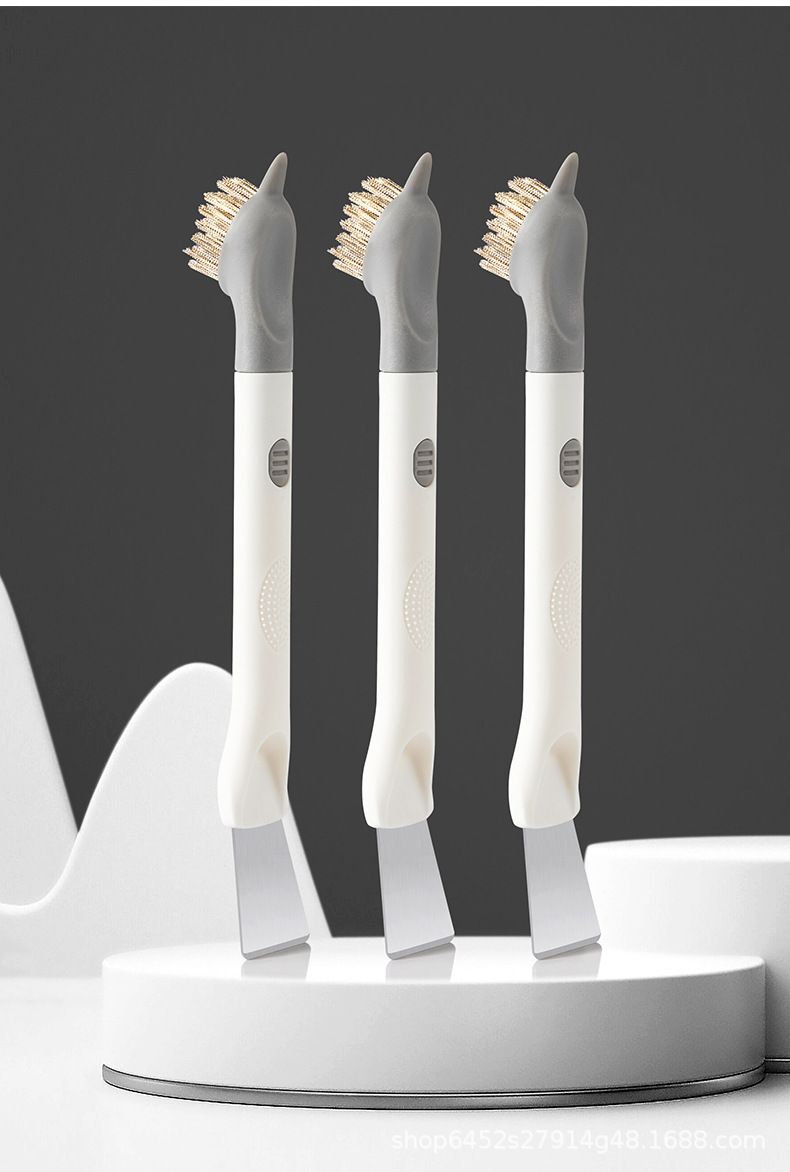 3-in-1 Kitchen Cleaning Brush: Metal Brush Head + Stainless Steel Scraper + Corner Cleaner - Essential for Kitchen Cleaning