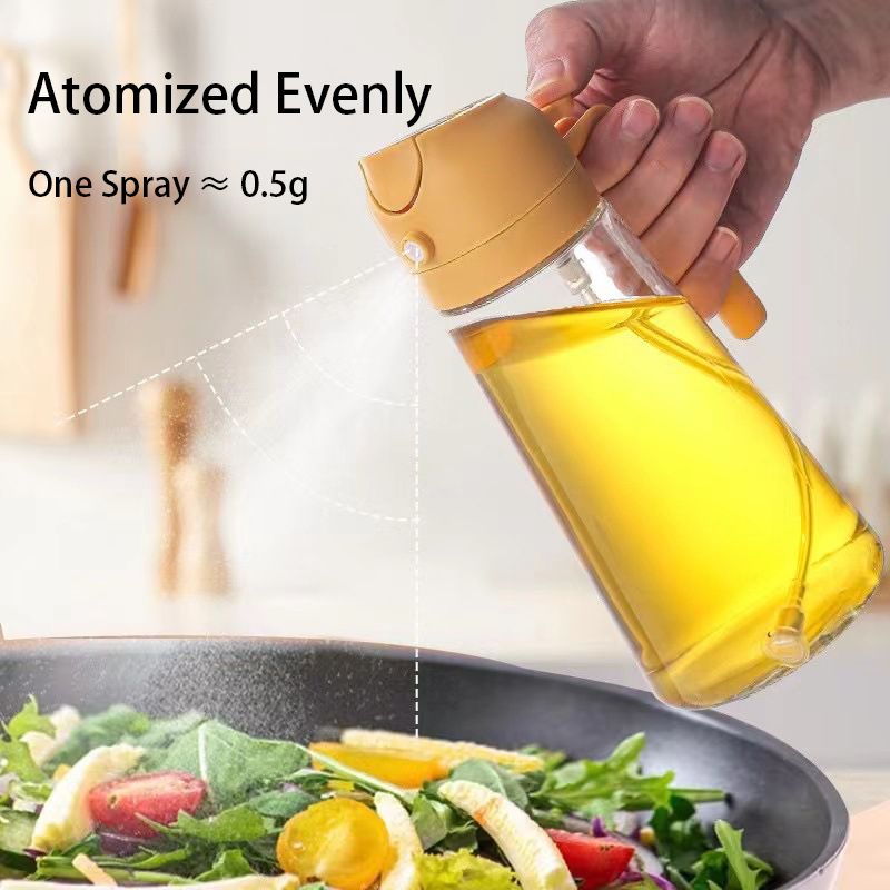 Kitchen Utensils Auto-Flip & Oil Spray Multifunction Oil Jar Bottle 470ml Glass for Oil, Vinegar, etc.  Kitchen & Dining